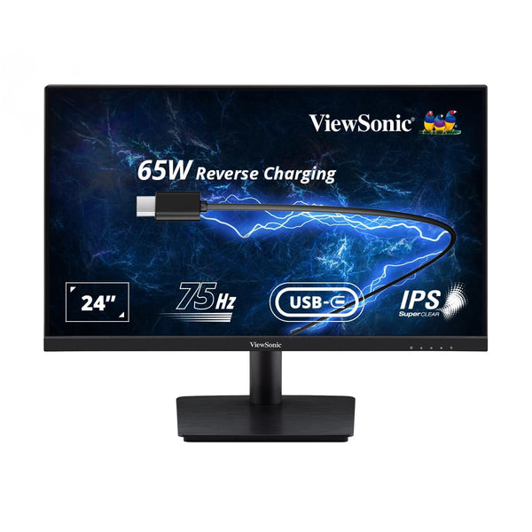 ViewSonic 24 Inch IPS Fhd Professional Monitor USB Type-C One Cable Solution with 65W Laptop Charge Back, Bezel Less, Wall Mount, 2X Speaker, Hdmi, Vga, USB-C, Eye Care, 104% Srgb- Va2409-Mhu, Black