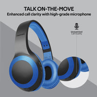 Promate Bluetooth Headphone-Hi-Fi Sound, Built-In Mic- MicroSD Card Slot and AUX Port, LaBoca Blue