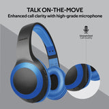 Promate Bluetooth Headphone-Hi-Fi Sound, Built-In Mic- MicroSD Card Slot and AUX Port, LaBoca Blue