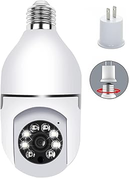 Light Bulb Security Camera TUYA, E27 WiFi Color Night 360 Degree Pan