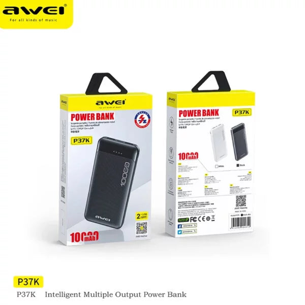Awei – Power Bank, 10000mAh, Quick Charge, Portable Power Bank Awei P37K – Power Bank, 10000mAh, Quick Charge, Portable Power Bank