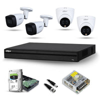 DAHUA 5MP CCTV Kit: 1x 4ch 5MP XVR, 4x 5MP Full Color Dome Camera with MIC, 1Tb HDD