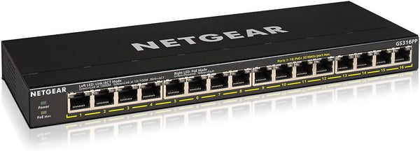 16-Port Gigabit Ethernet Unmanaged PoE+ Switch with FlexPoE