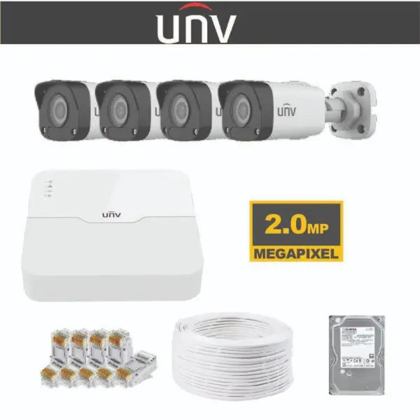 UNV IP 2MP 4 Channel 4 Cameras Kit