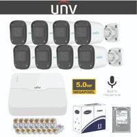 UNV IP 5MP With Built-in-Mic Kit 8 Channel 8 Cameras Kit