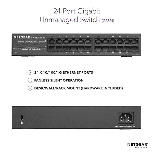 Netgear GS324-100INS Gigabit Ethernet Unmanaged Switch