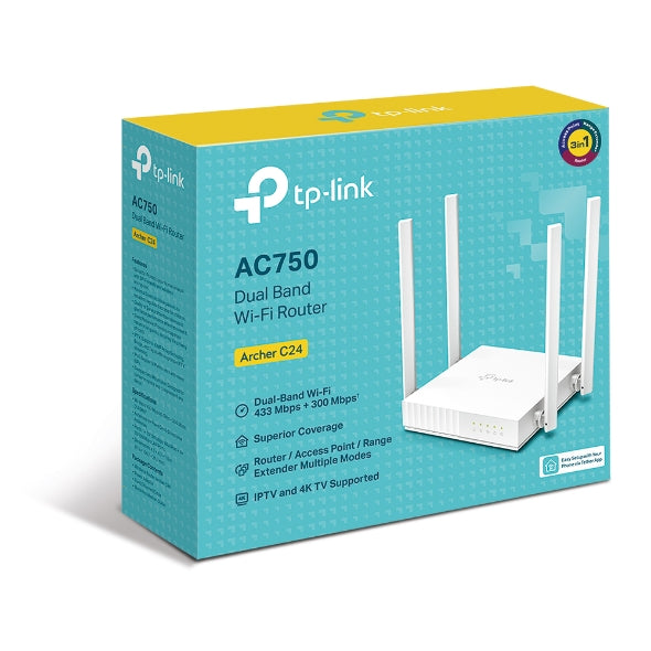Tp-link Archer-C24-AC750 Dual-Band Wifi Router Speed 300mbps