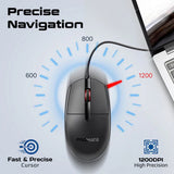 Promate CM-1200 Ergonomic Design Wired Optical Mouse (Black)