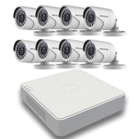 HIKVISION DS-J142I/7108HQHI-K1+8CAM DVR Kit with Power for DVR, 8 x DS-2CE16D0T-IRP Cameras, 18.3m (60ft) Video and Power Cable x 8
