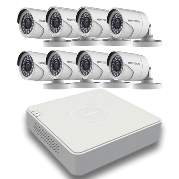 HIKVISION DS-J142I/7108HQHI-K1+8CAM DVR Kit with Power for DVR, 8 x DS-2CE16D0T-IRP Cameras, 18.3m (60ft) Video and Power Cable x 8