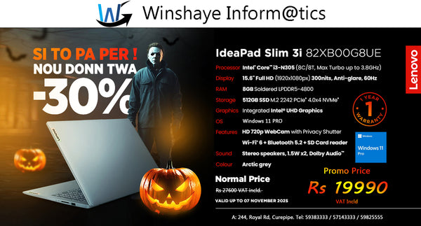 Lenovo IdeaPad Slim 3i Laptop. i3, 8Gb RAM, 512GB SSD, Win 11 Pro, 15.6" FHD.