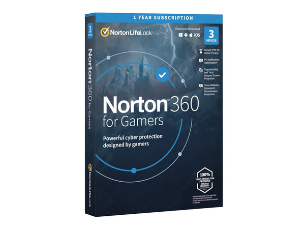 NORTON 360 FOR GAMERS 1 USER 3 DEVICES 50GB AF CLOUD BACKUP 1 YEAR SUB