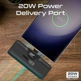 Promate PowerUp-C 5000mAH 20W Ultra-Compact Fast Charging Power Bank In-Built Foldable USB-C Connector