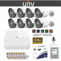 UNV IP 4MP Colour Night & Built-in Mic kit 8 Channel 8 Cameras