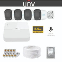 UNV IP 5MP With Built-in-Mic Kit 4 Channel 4 Cameras Kit