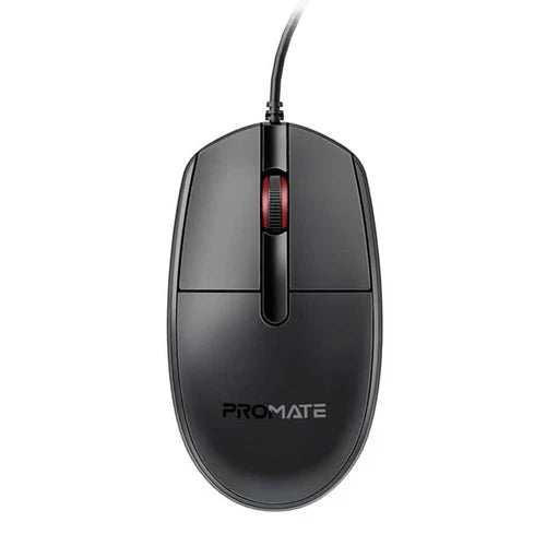 Promate CM-1200 Ergonomic Design Wired Optical Mouse (Black)