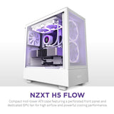 NZXT H5 FLOW EDITION – COMAPCT MID-TOWER HIGH AIRFLOW ATX GAMING CASE WHITE