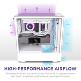NZXT H5 FLOW EDITION – COMAPCT MID-TOWER HIGH AIRFLOW ATX GAMING CASE WHITE