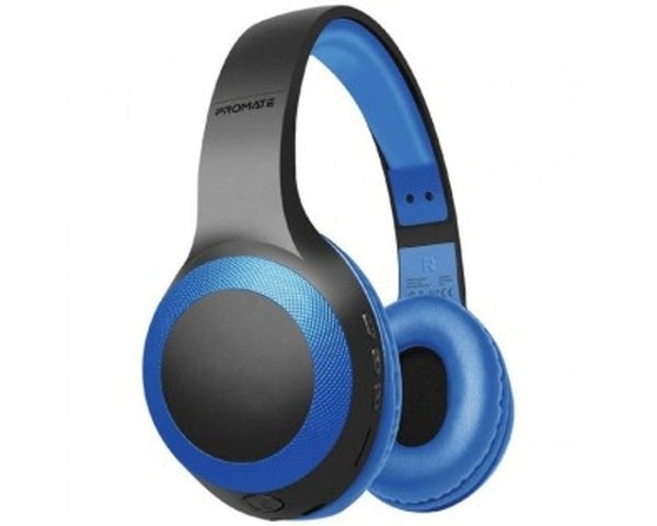 Promate Bluetooth Headphone-Hi-Fi Sound, Built-In Mic- MicroSD Card Slot and AUX Port, LaBoca Blue