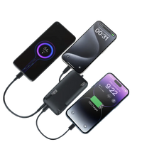 Promate (Powerpack-10C) 10000mAh Compact Power Bank with Built-In USB-C Cable - Black