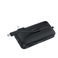 Promate (Powerpack-10C) 10000mAh Compact Power Bank with Built-In USB-C Cable - Black