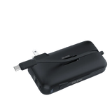 Promate (Powerpack-10C) 10000mAh Compact Power Bank with Built-In USB-C Cable - Black