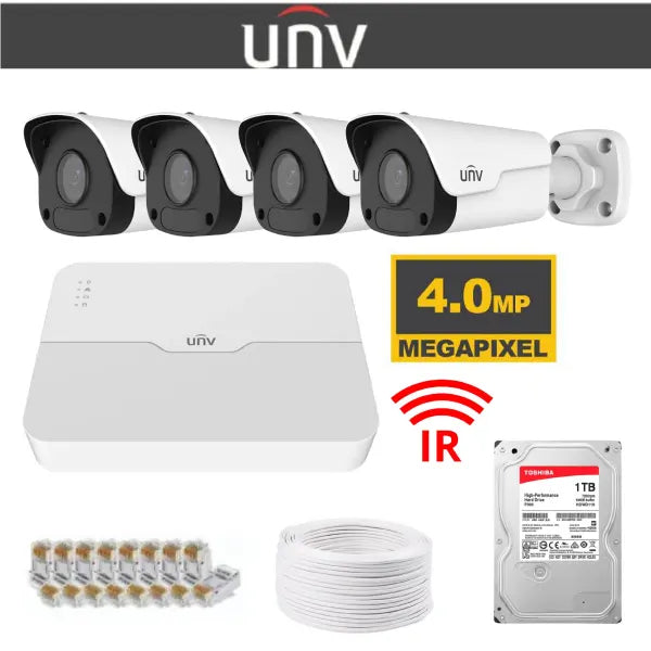 UNV IP 4MP IR kit 4 Channel 4 Cameras