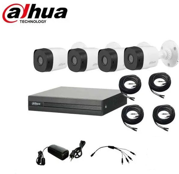 DAHUA 4CH 4 Camera CCTV Kit Outdoor 1080p 2MP with Accessories